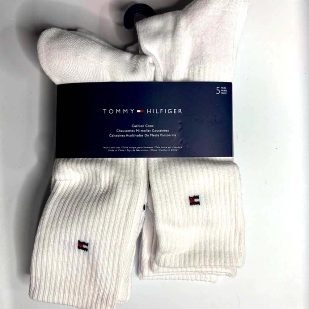 Tommy Hilfiger Cushion Crew Socks 5 Pair White Size OS